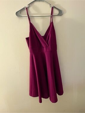 Women's Magenta A-Line Spaghetti Strap Dress